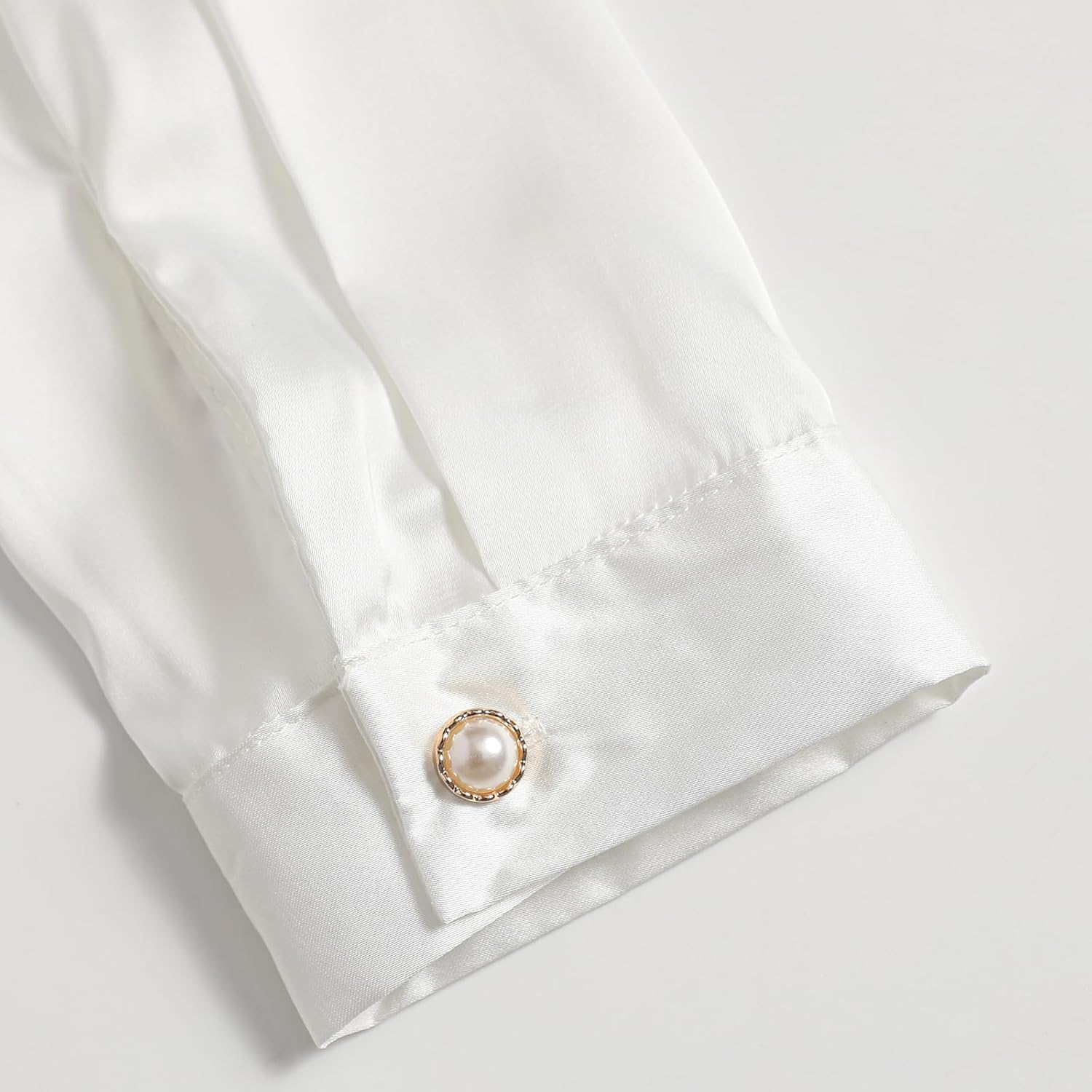 Women's Satin Silk Button Down Shirts Long Sleeve Casual Office Work Blouse Shirts - Image 5