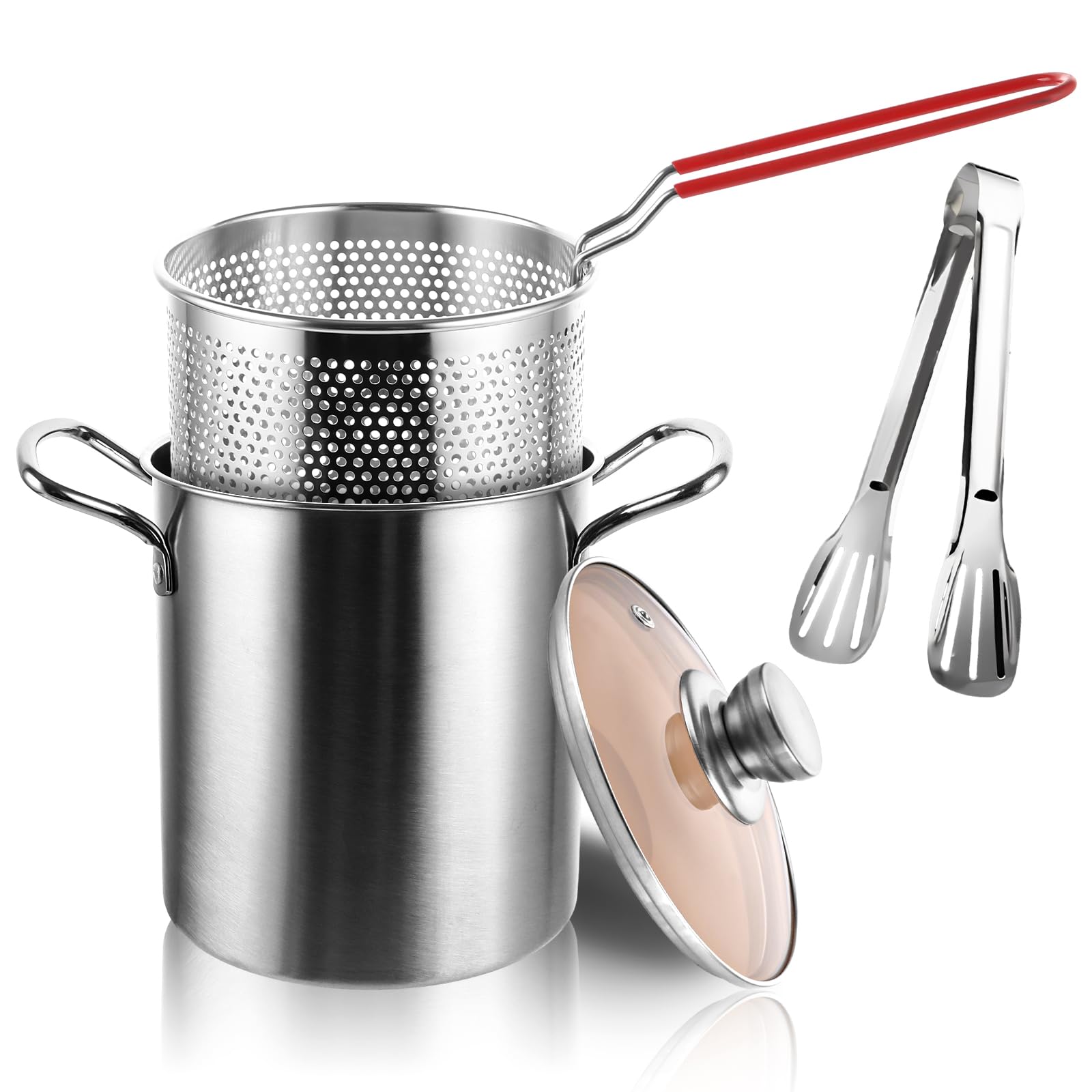 APACALI 1 Pezzo Pentola per Asparagi, Pentola per Spaghetti con Filtro, 3L Pentola per Pasta, 16cm Pentola per Pasta, Pentola per Cucinare Asparagi o Spaghetti in Acciaio Inox
