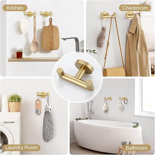 Miniatura 4 de Juego de 10 toallas de baño de oro cepillado, incluye toallero de 23.6 pulgadas, soporte para papel higiénico, anillo de toalla, ganchos para