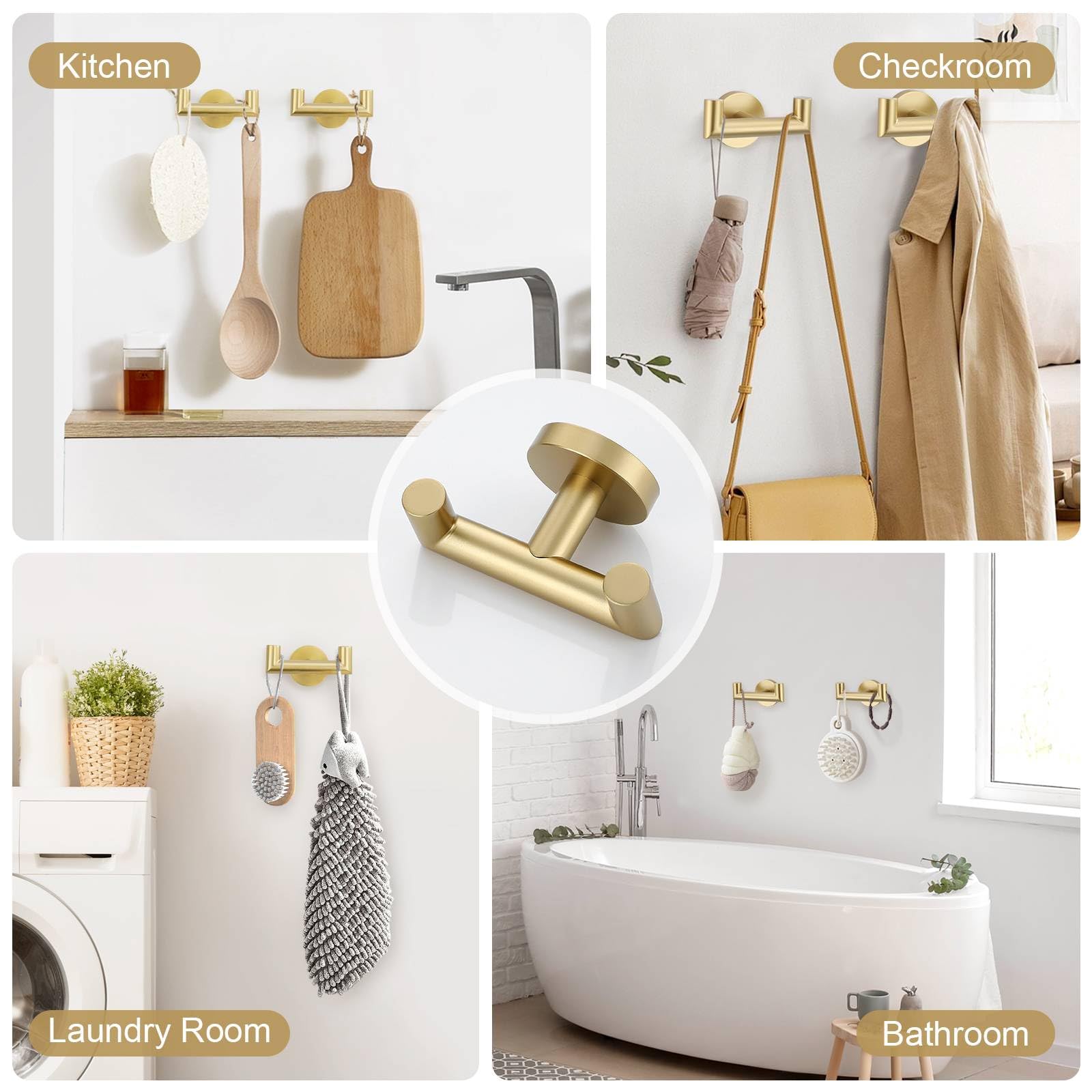 Lot de 10 porte-serviettes en or brossé 60 cm