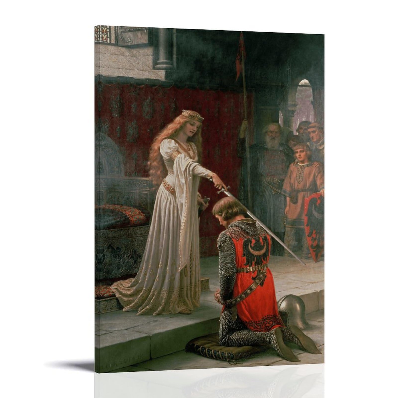 generisch The Accolade by Edmund Blair Leighton nowoczesne wydruki na płótnie, dekoracyjne obrazy do pokoju chłopca lub dziewczynki, obrazy ścienne do salonu i obrazów z motywami świątecznymi, 30 x 40