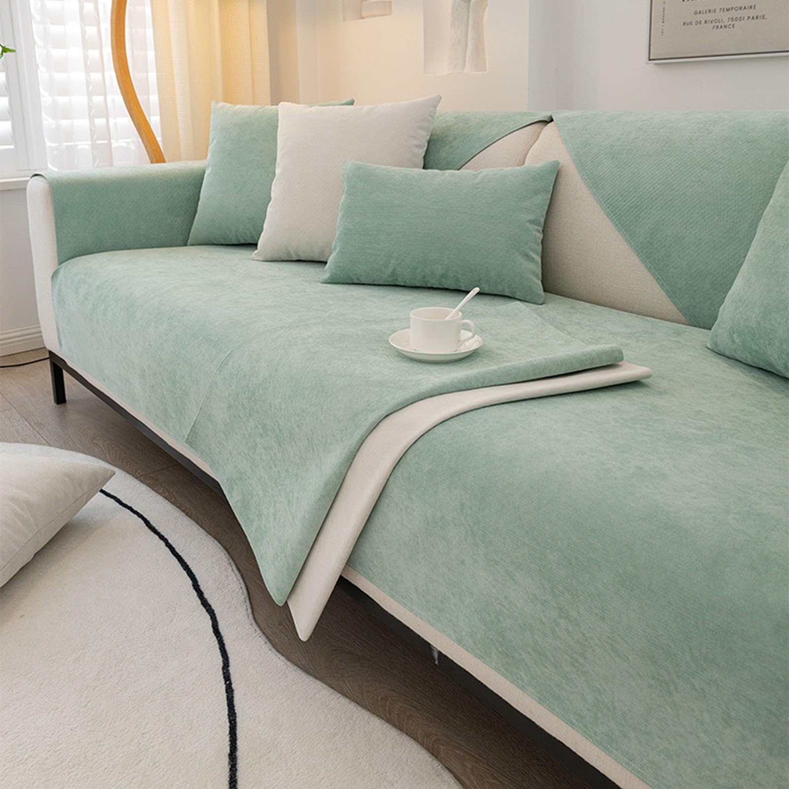 Générique Housse Canapé Relax 3 Places,Protection de Canapé Antidérapante pour Canape d'angle en Forme de L Housse de Canapé pour Chien et Chat Couvre-canapé pour 1, 2, 3, 4 Places(Green,80x240cm)