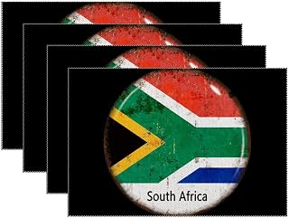Placemats Set of 4 South Africa Flag Table Placemats 12x18 Inch Memorial National Day National Pride Washable Oil Proof International Holiday Table Mats for Dining Room and Kitchen Indoor