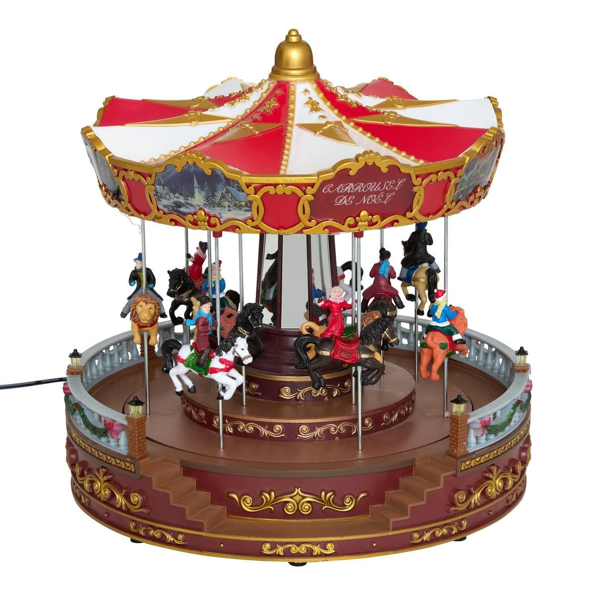 Feeric Light and Christmas Animated Christmas Village Carousel, Bright and Musical, PVC, One Size