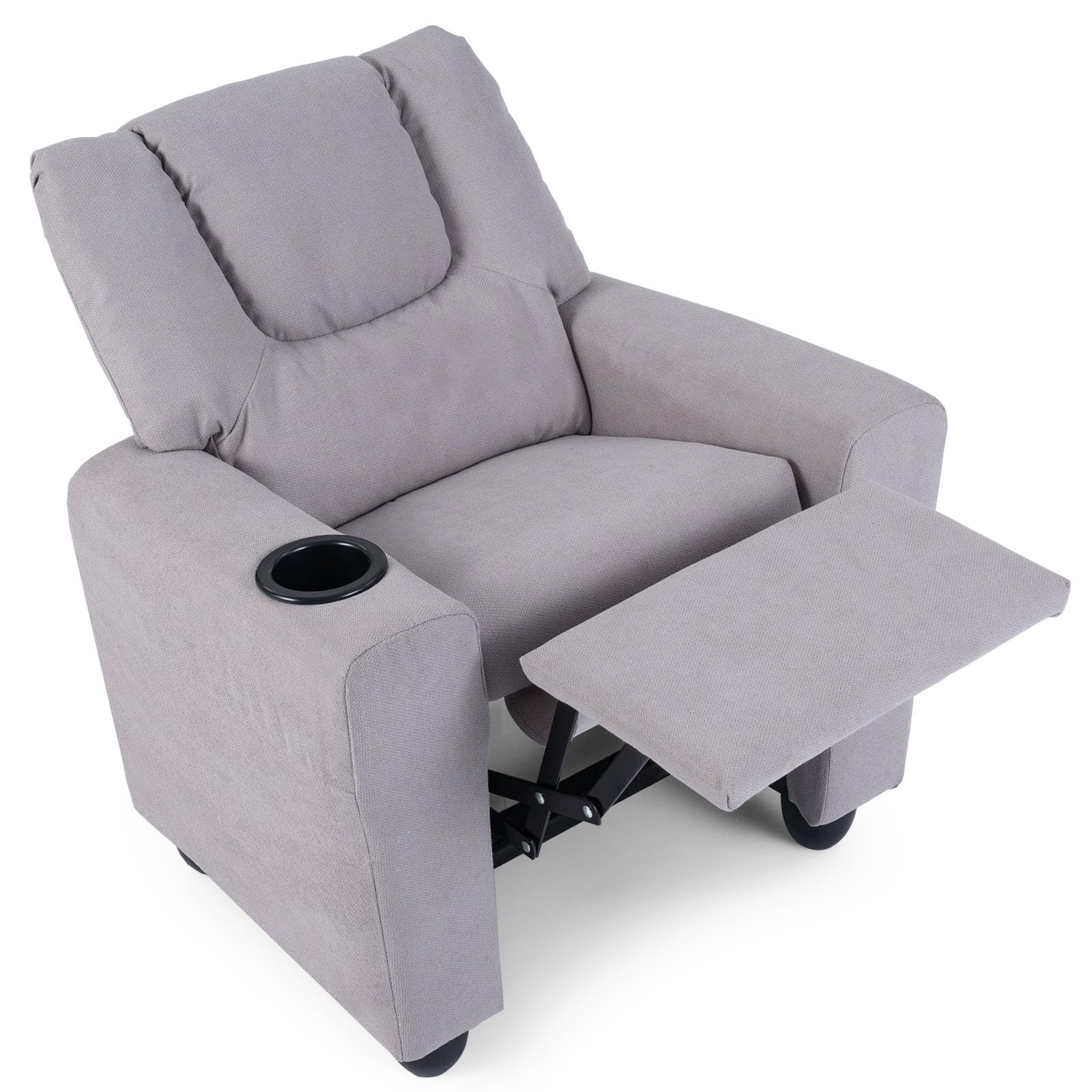 GLACER Kids Recliner with Cup Holder, Fabric Toddler Lounge Chair (Gray)