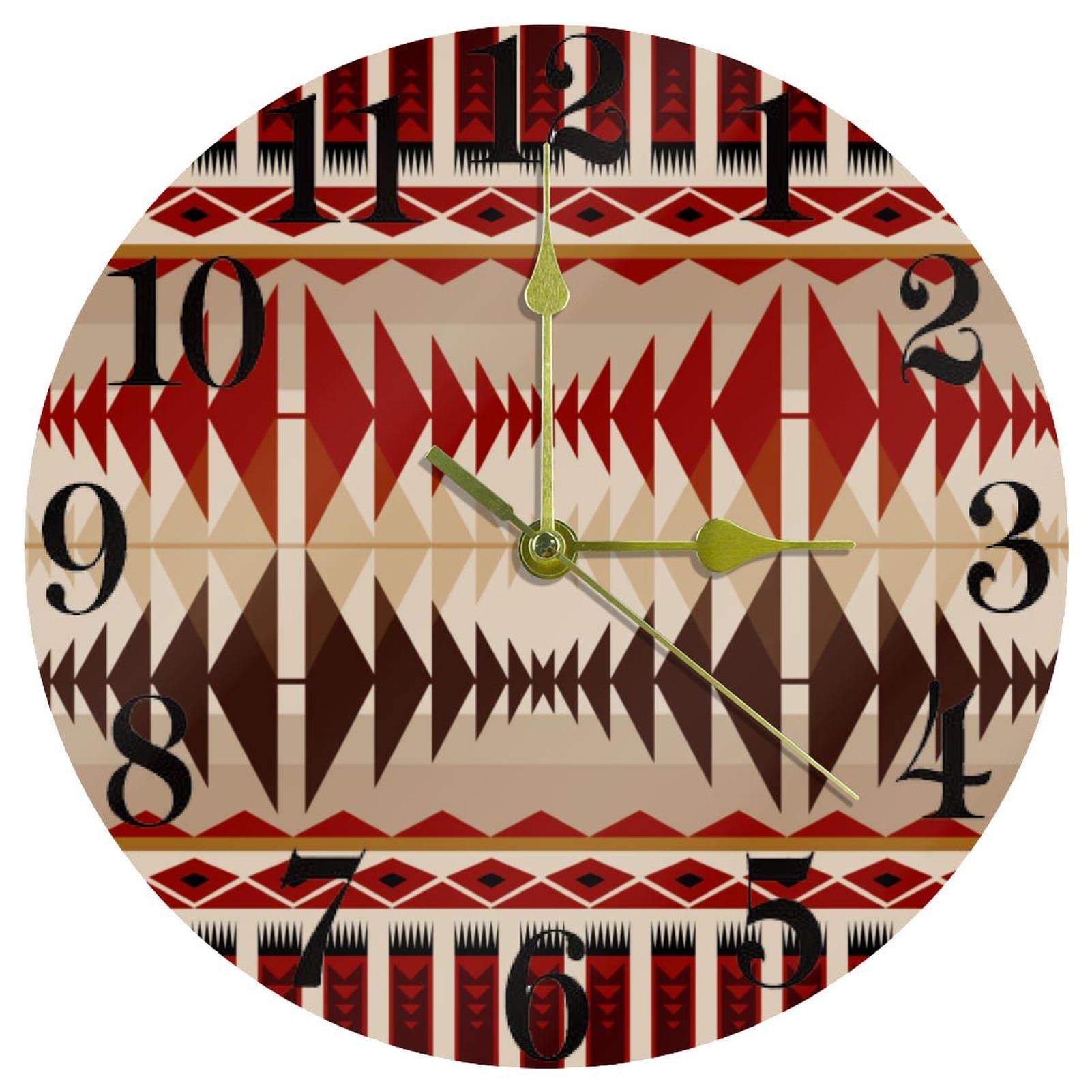 Horloge murale à quartz silencieuse amérindienne ronde pour bureau