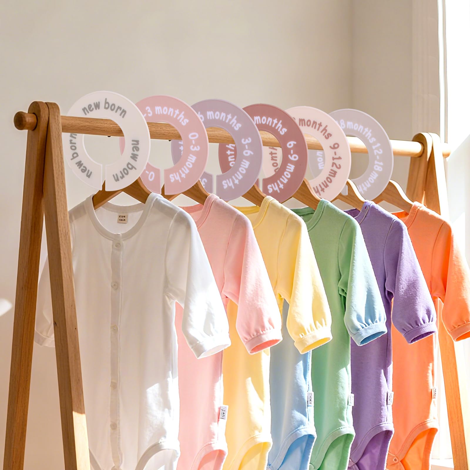 Goktvai 8pcs Baby Clothes Dividers for Closet Plastic Nursery Closet Organizers Round Size Outfit Dividers for Newborn Toddler Age Labels Wardrobe Decor & Storage Solution - Image 3