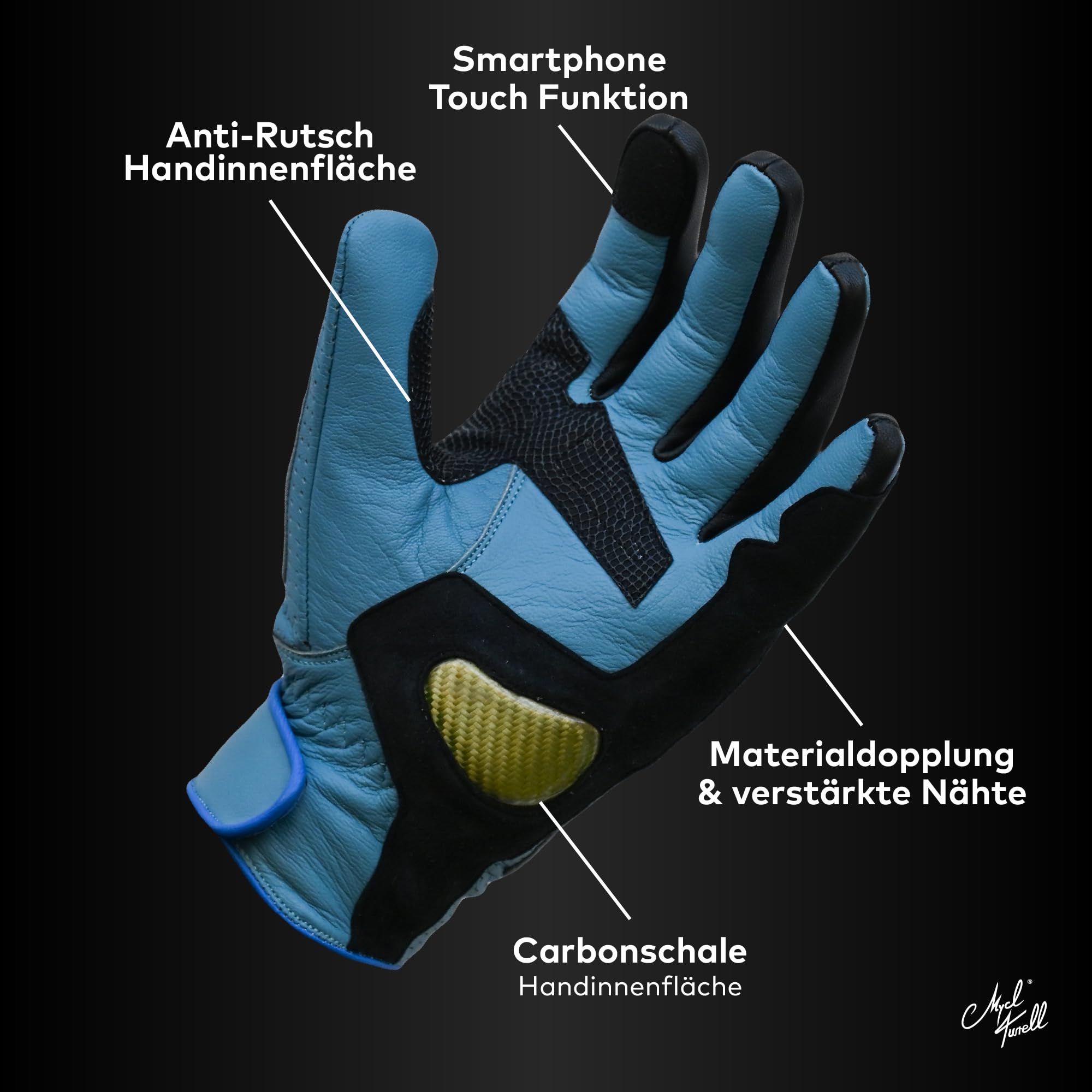 Motorradhandschuhe Funky Collection Leder - Motorradhandschuhe Herren aus Echtleder - Motorrad Handschuhe Herren - in vielen bunten Designs - Stylisch & Sicher