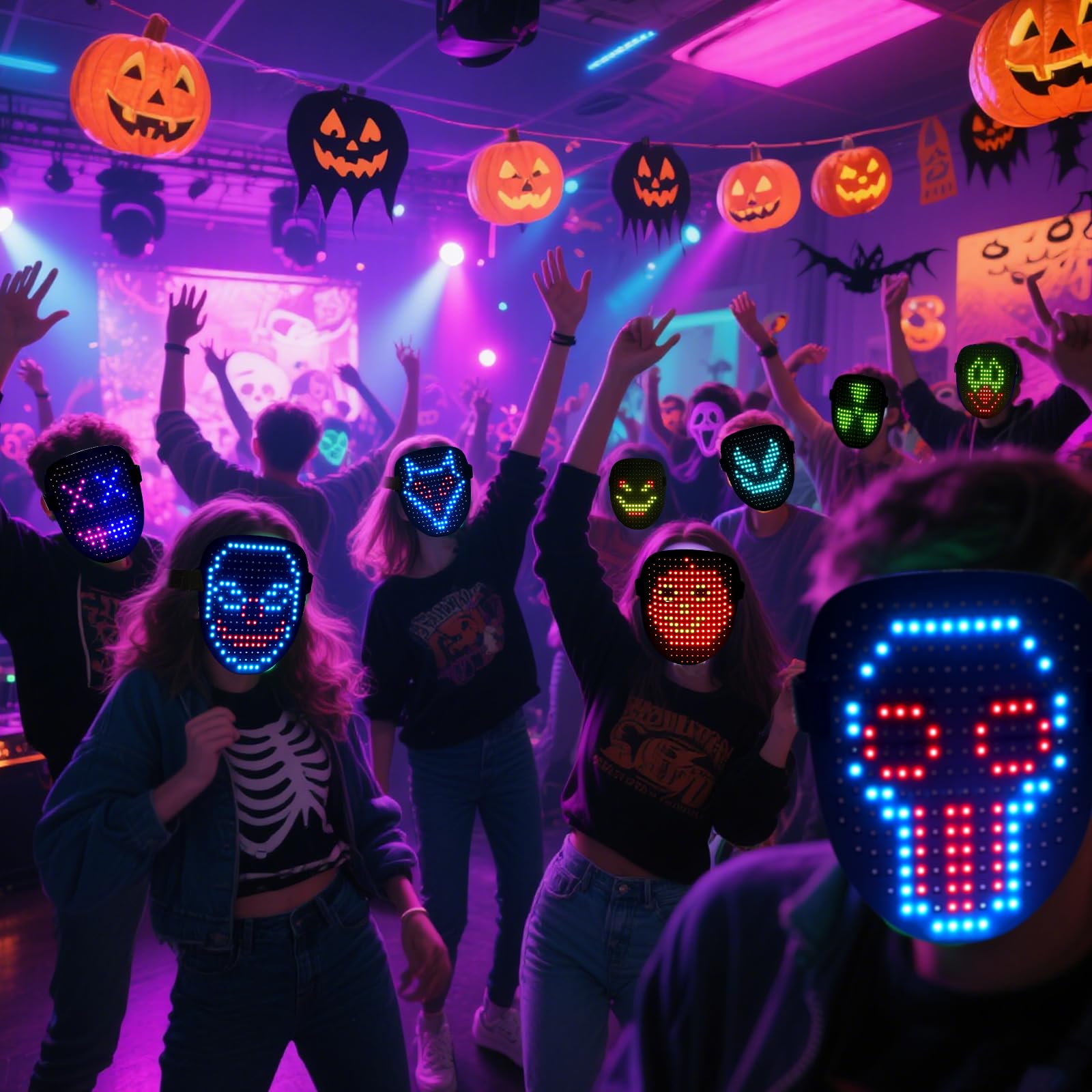 arscniek LED Light Up Mask Gesture Control Halloween Costume for Teens Kids