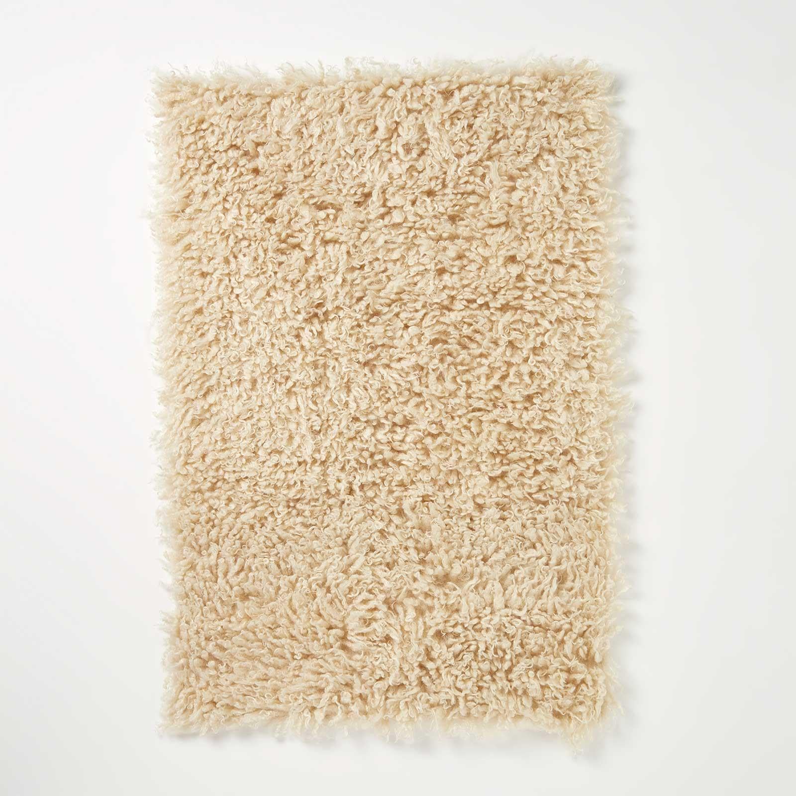 HOMESCAPES Tapis Shaggy Rectangulaire 60x90 cm - Beige