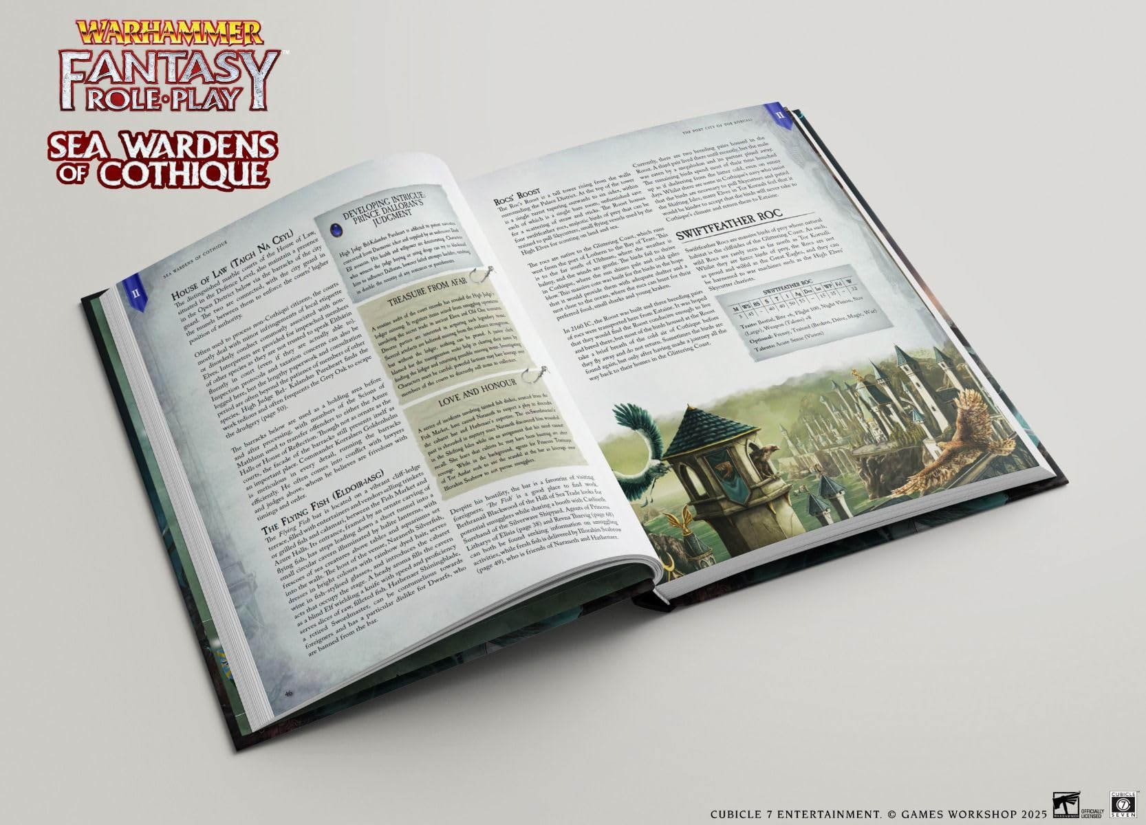 Warhammer Fantasy Roleplay: Sea Wardens of Cothique by Cubicle 7 | Hardcover Collector's Edition | Premium Blue Faux Leather with Silver Embossing | 96 Pages | High Elf Naval Sourcebook
