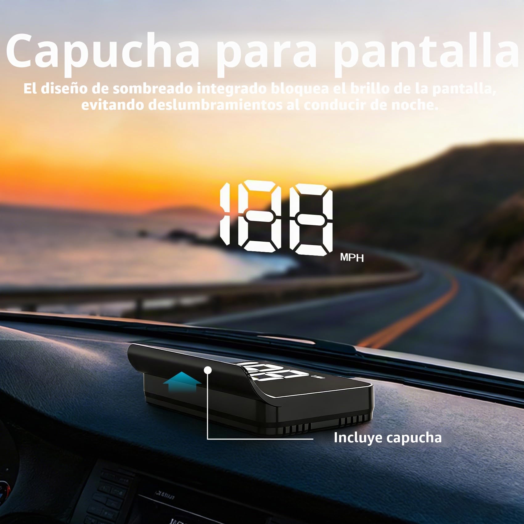 Pantalla frontal para coches, HUD de coche, pantalla frontal para coche, pantalla HUD, cable USB Plug and Play, ajuste automático de brillo, pantalla de fuente grande