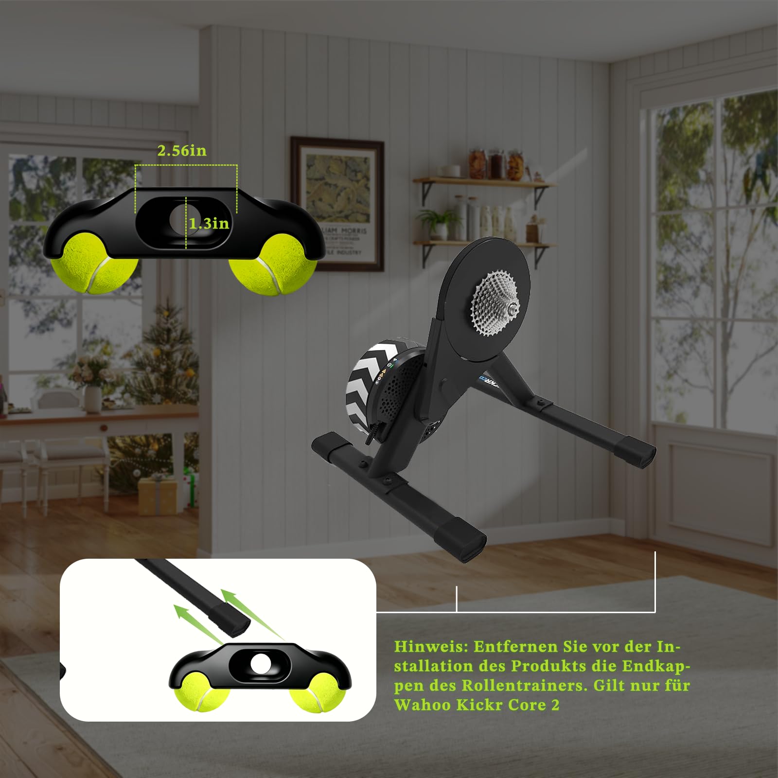4 Stück Rocker Plate Feet für Wahoo Kickr Core 2 Rollentrainer mit 8 Tennisbällen, Tragbarer Wippplatten-Fahrradtrainer, Indoor Cycling Snap Rocker Feet Adapter fur Indoor-Cycling, Stille-Übung, Mehr