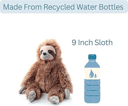 Miniatura 3 de The Petting Zoo Peluche de perezoso, regalos para niños, animales salvajes de la vida silvestre, perezoso marrón, 9 pulgadas