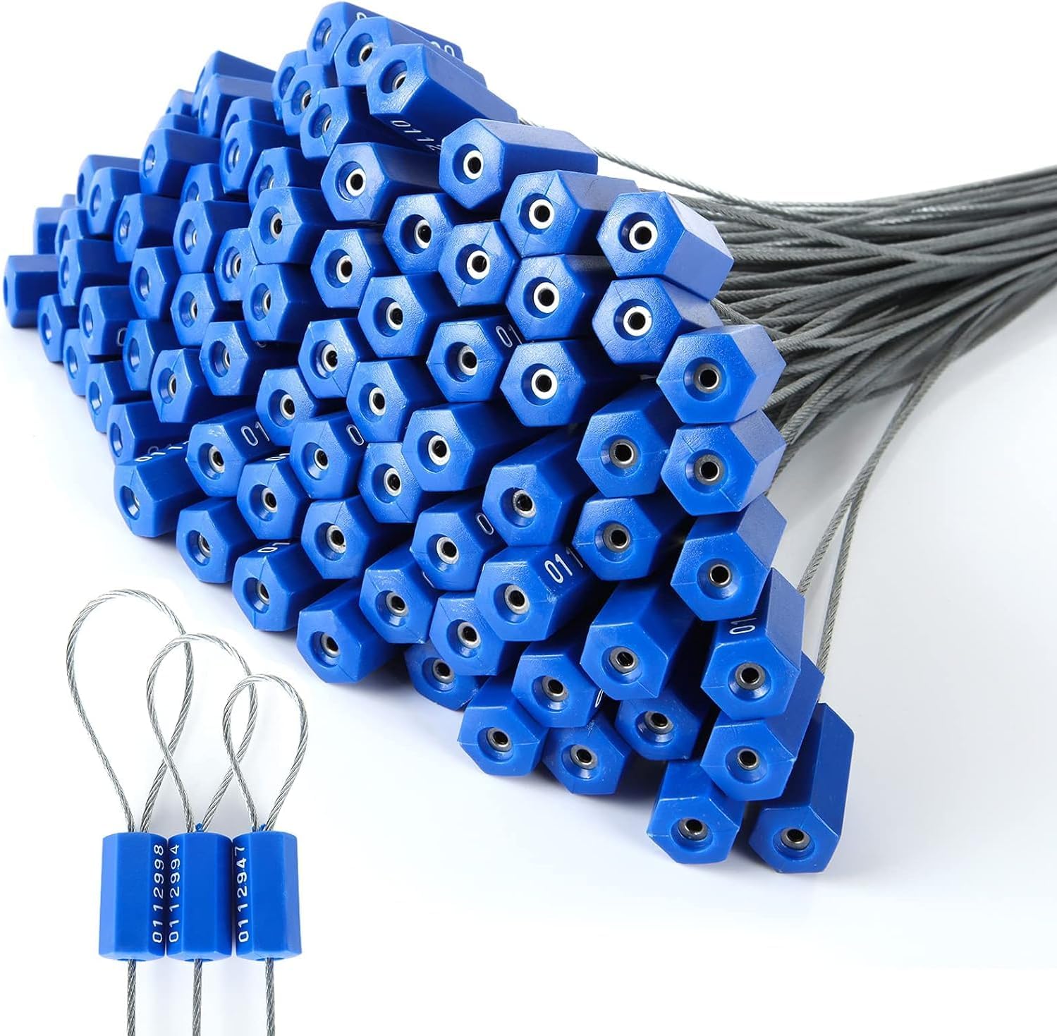 Container Seal Security Cable Seal | Tankerseal Wireseals, Metal Self-Locking Drumseal | Cable Length - 12" (30 CM) | Color - Blue | Quantity 100 Pcs |