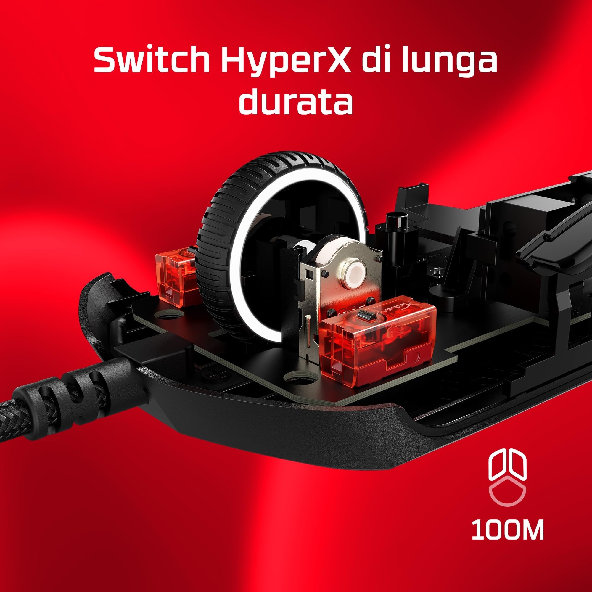 HyperX Pulsefire Haste 2, Mouse Gaming Cablato, Illuminazione RGB, 6 Tasti Programmabili, 26000 DPI, Resistenza fino a 100 Milioni di Clic, Cavo HyperFlex 2,Compatibile con Diverse Piattaforme, Bianco