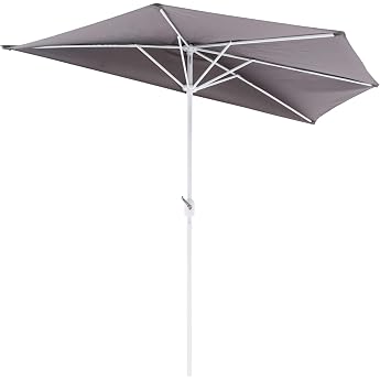 Nexos Parasol Anthracite Semi-Circular Diameter 2.65 x 1.38 m Wall Umbrella Balcony Umbrella with Crank Polyester 160 g/m  Sun Protection