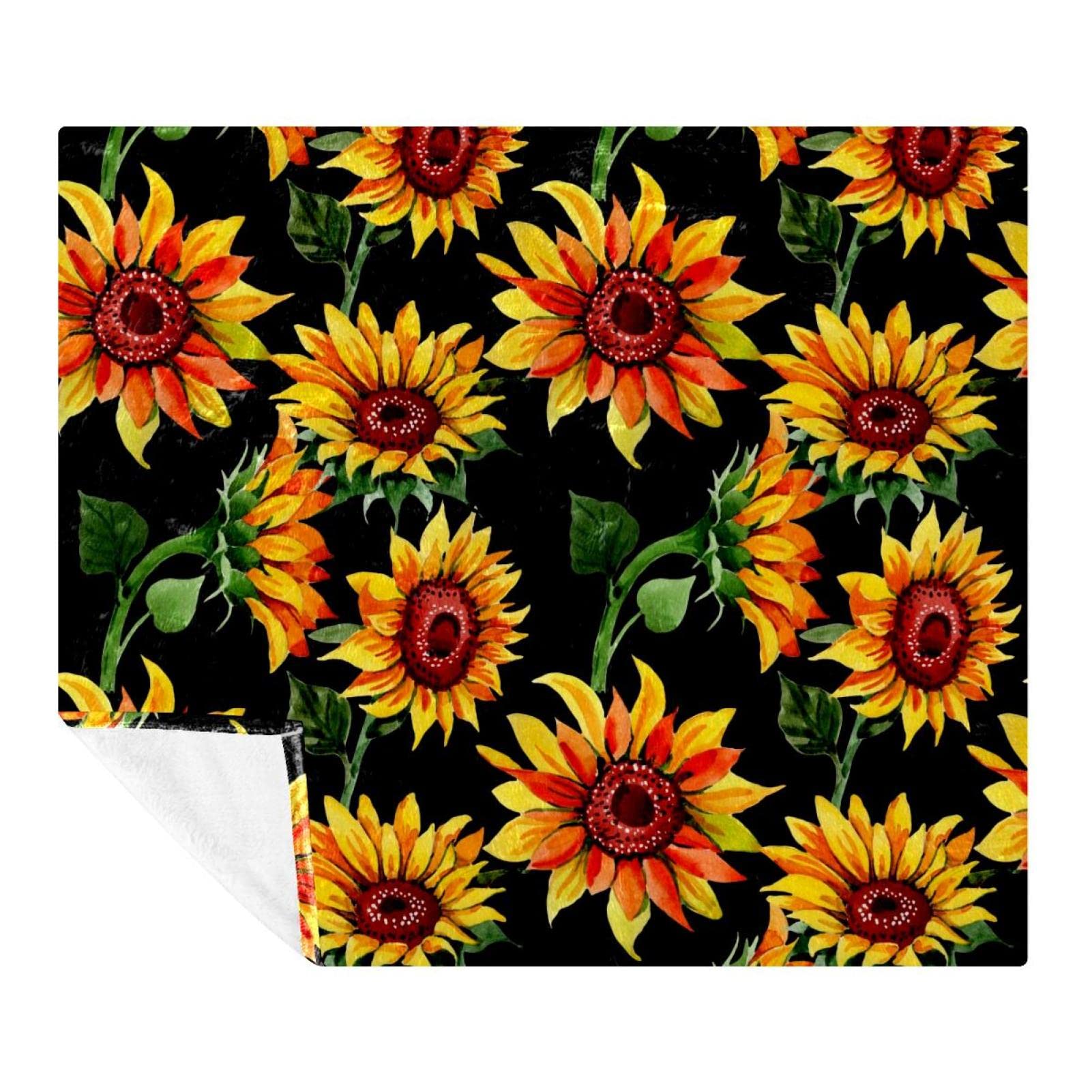 Couverture douce en microfibre de qualité supérieure motif tournesols