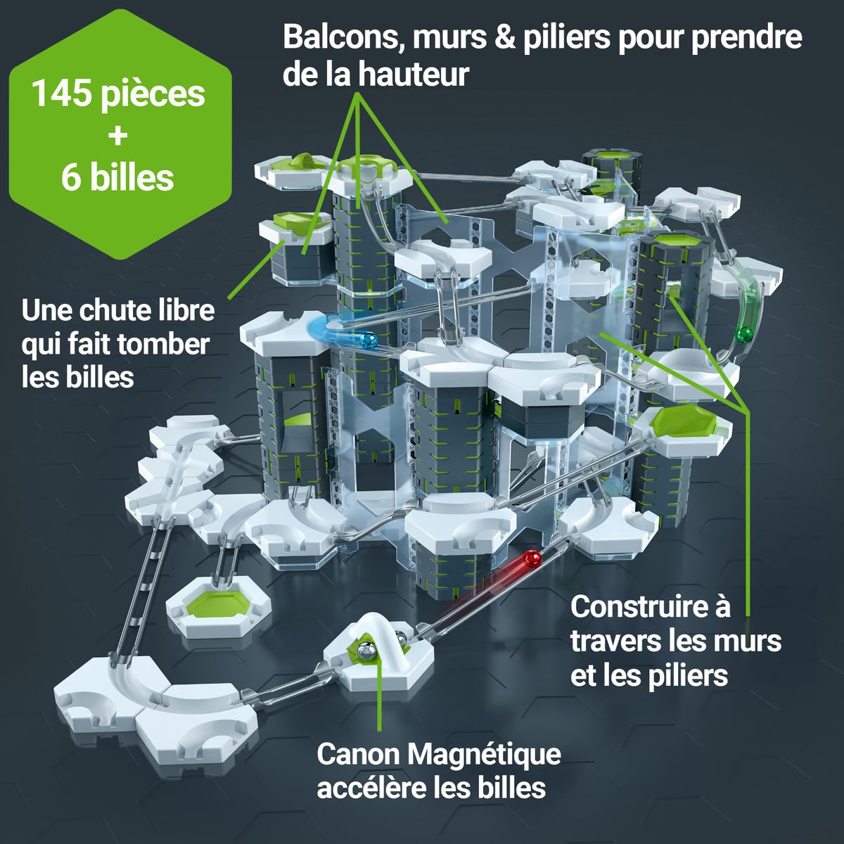 Ravensburger GraviTrax Pro Starter Set Vertical – Circuit à Billes 3D avec piliers et balcons – 153 pièces – Jeu de Construction pour Enfant dès 8 Ans – Version française