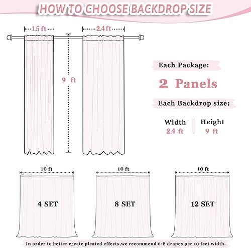 Miniatura 3 de DUOBAO Cortina de telón de fondo de gasa azul bebé, 2 paneles de 29 x 108 pulgadas, cortinas de tela de poliéster, cortinas de fotografía de boda,