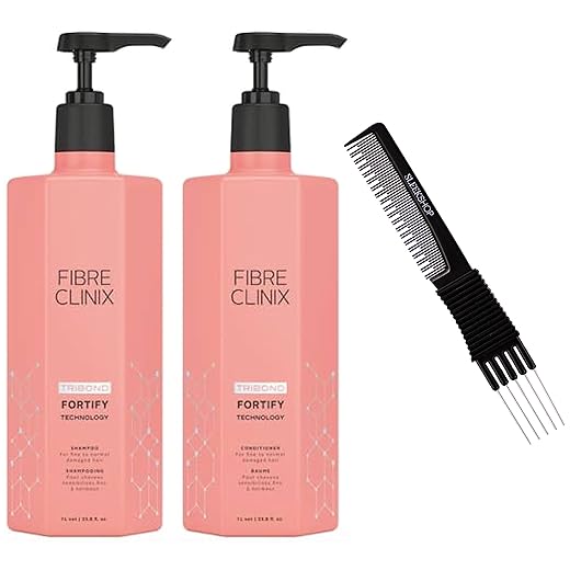 Sleekshop Comb + Schwarzkapf FIBRE CLINIX Vibrancy SHAMPOO & CONDITIONER for Colored Hair Duo Set Kit, Tribond Technology for Hair Repair Rescue Sealed Ends (w/ Sleek Premium Carbon Teasing Comb) Fiber Clinic Hair (Vibrancy Shampoo (10 oz) + Conditioner (8 oz))
