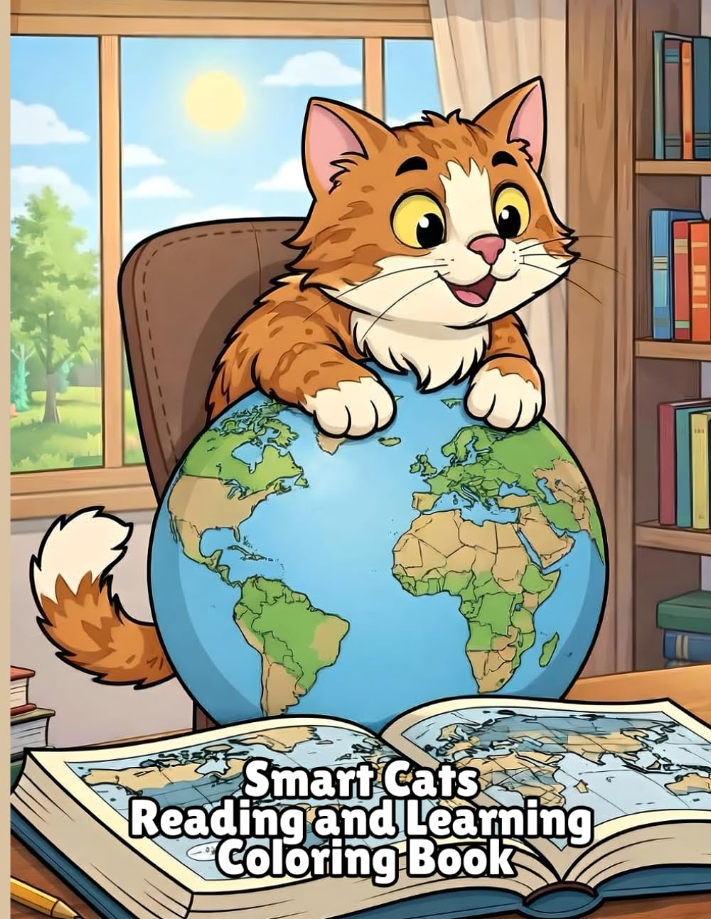 Smart Cats Reading and Learning: Coloring Book for Adults and Teens (Funny Cats)