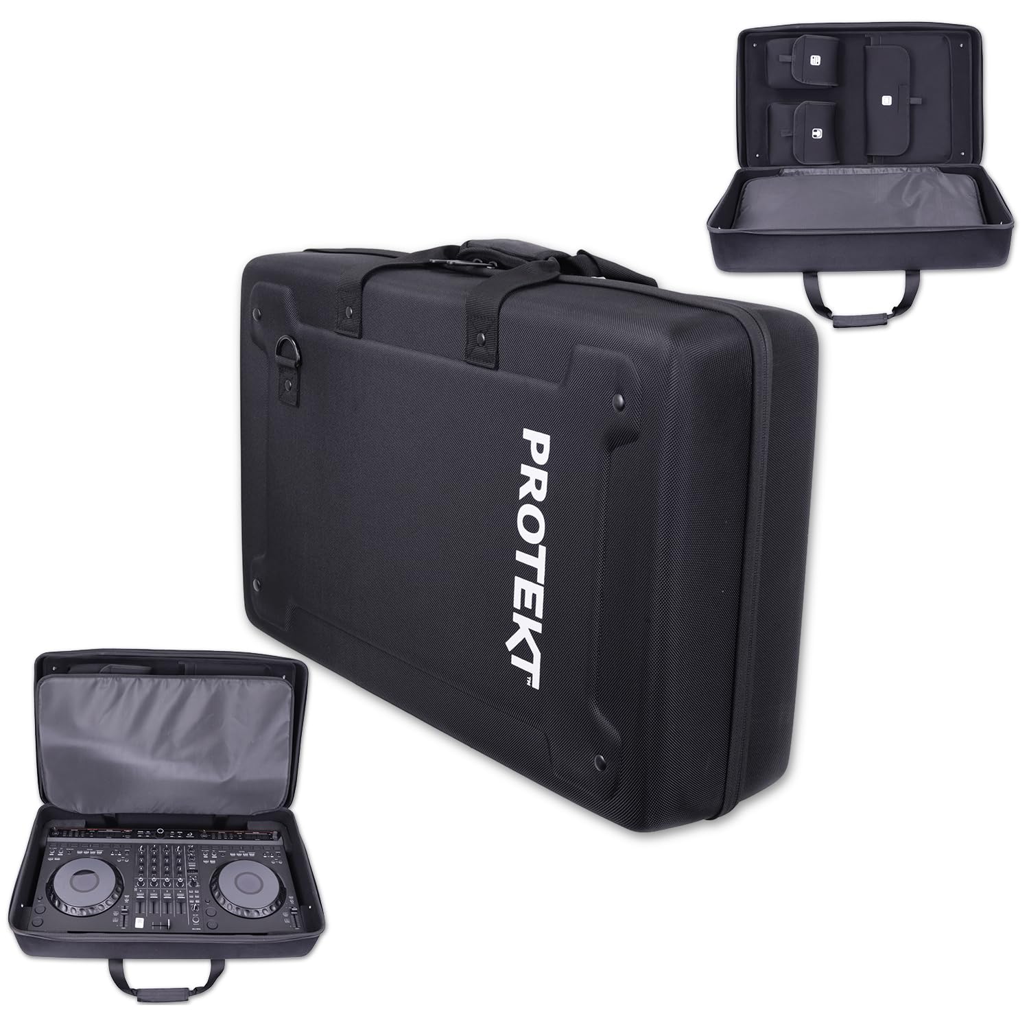 Protekt Tasche für Alpha Theta DDJ-GRV6 mit Innentaschen BGRV6IP DJ Harte Tragetasche für Pioneer DJ Controller, Taschen für Laptop, Kopfhörer, Kabel, Schwarz , 78 x 48 x 20 cm, DJ-Controller-Tasche