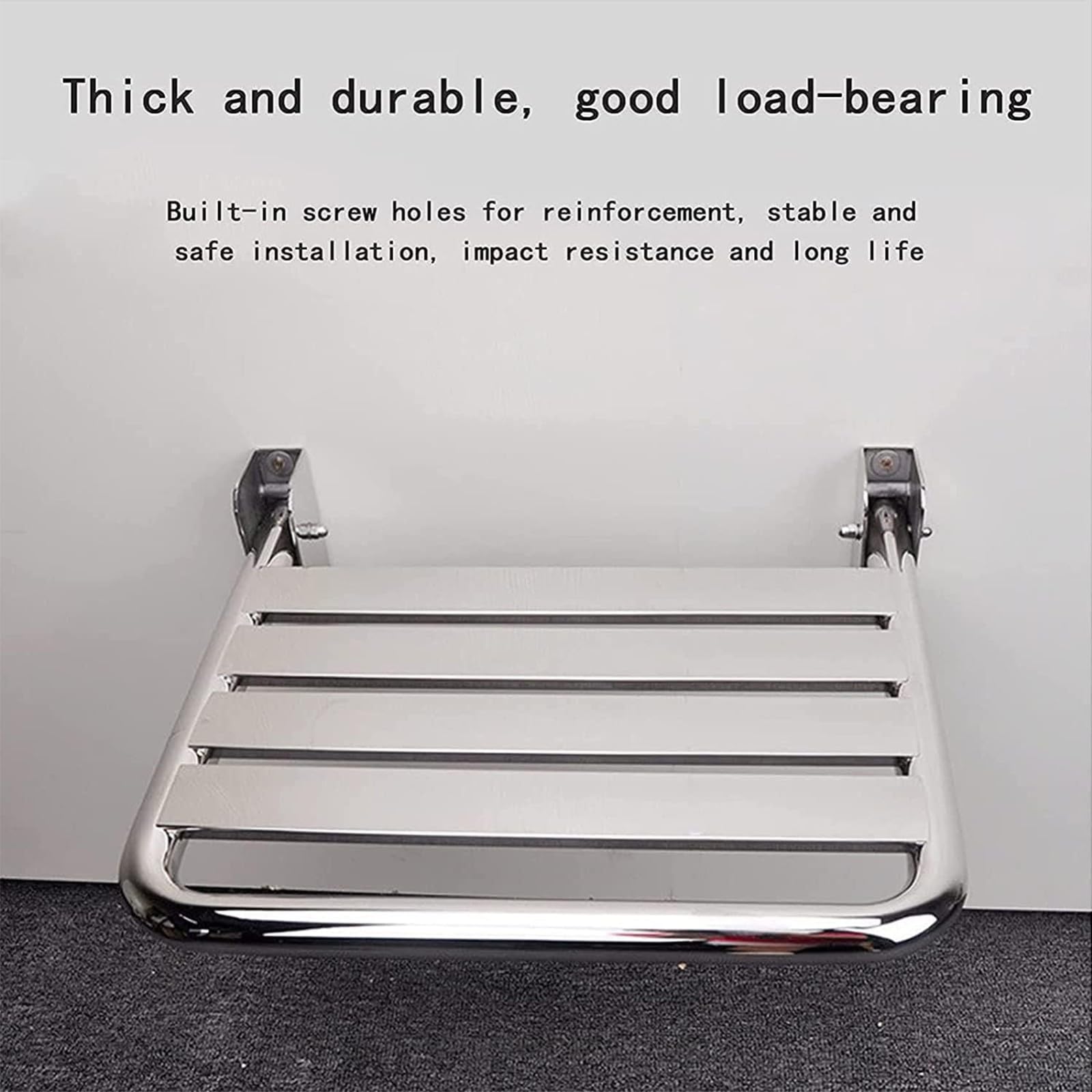 Silla Ducha Plegable Acero Inoxidable,Asiento Ducha Plegable Pared Montada,Taburete de baño,Silla Abatible Ducha Montado en la Pared,Silla Antideslizante Plegable Cuarto Baño para Discapacitado