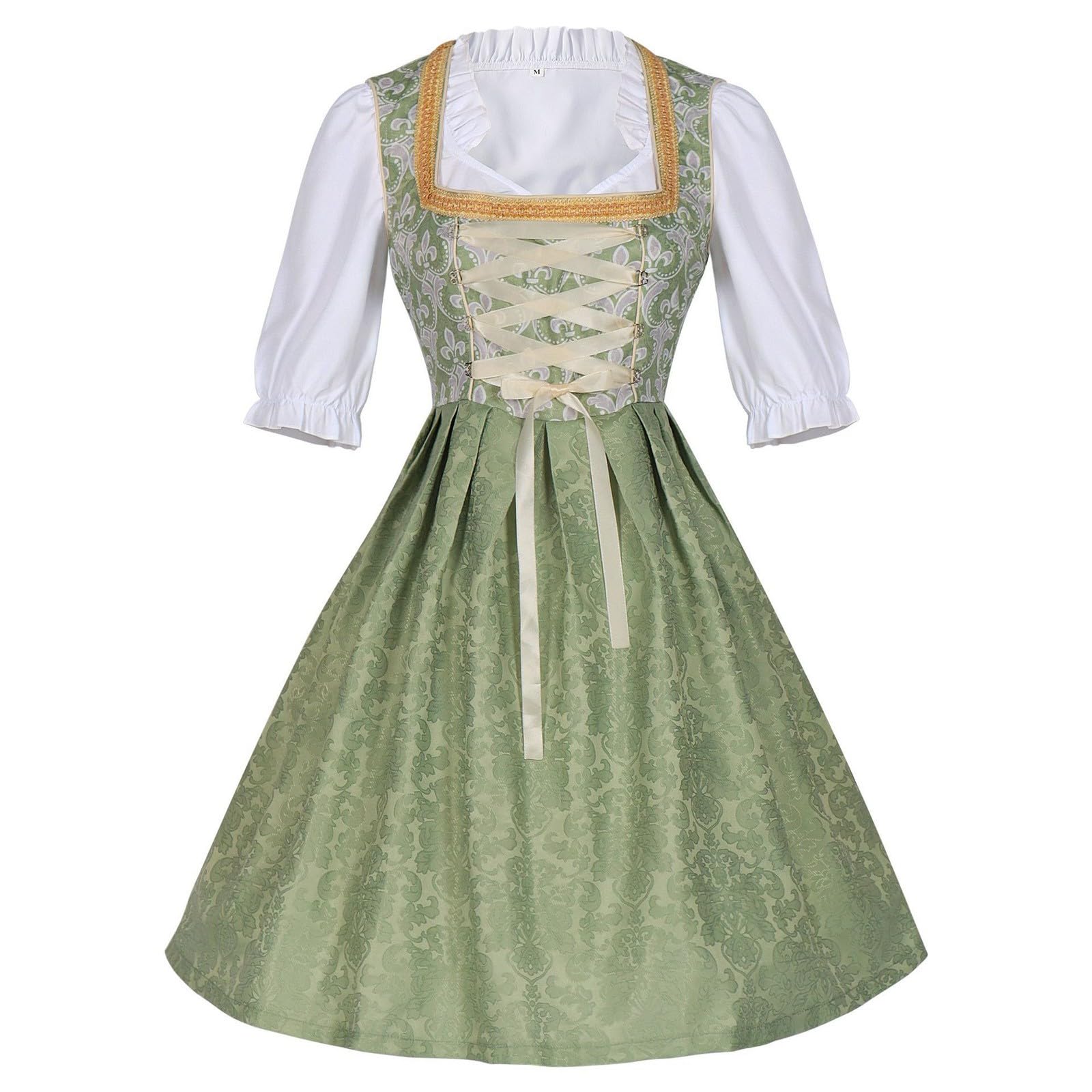 Dirndl Damen Midi Set 3 Teilig Trachtenkleid Elegant Dirndlkleid mit Dirndlbluse Spitze Dirndlschürze Trachtenmode Bayrische Dirndlkleider für Oktoberfest Trachten & Festlichkeiten