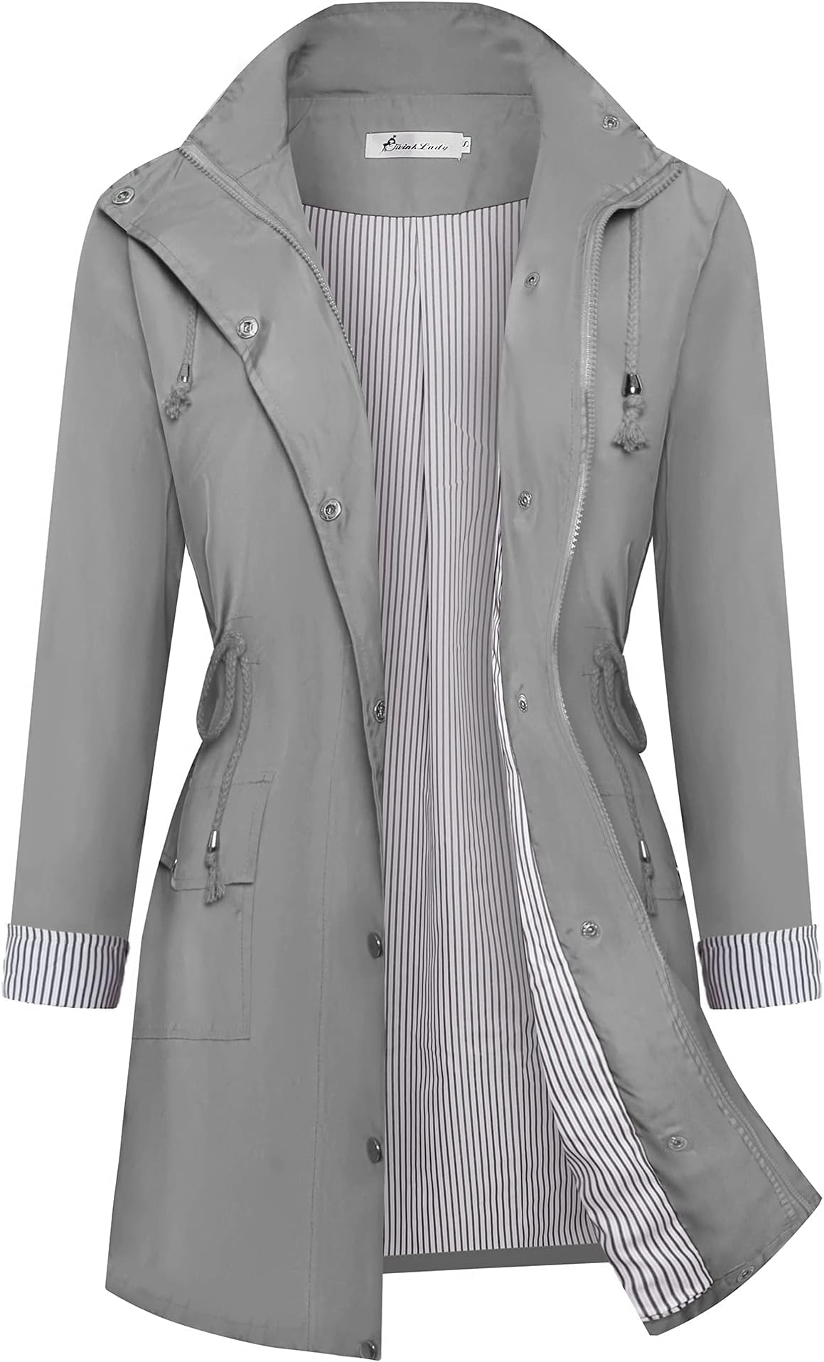 TwinkladyRain Jacket Women Windbreaker Striped Climbing Raincoats Waterproof Lightweight Outdoor Hooded Trench Coats