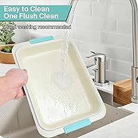 Vista 9 de Molde para hornear resistente de 13 x 9 pulgadas con tapa, molde rectangular antiadherente para pasteles con asas de agarre de silicona y cubierta a