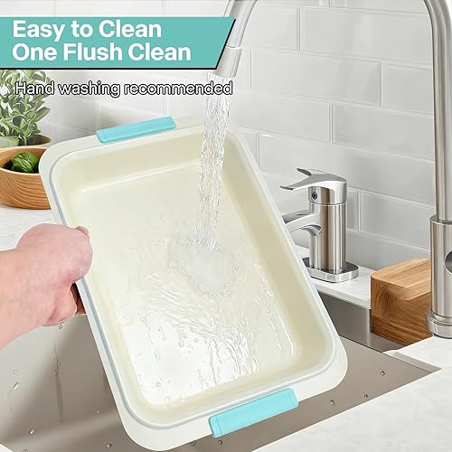 Miniatura 9 de Molde para hornear resistente de 13 x 9 pulgadas con tapa, molde rectangular antiadherente para pasteles con asas de agarre de silicona y cubierta a