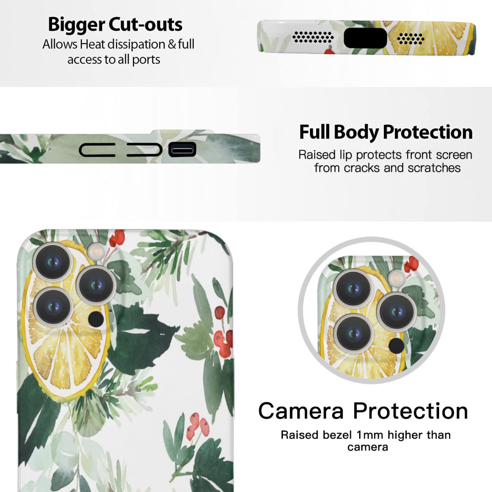 Amazon.co.jp: SEEKJOYS 電話ケース レモン カラフルな絵画デザイン