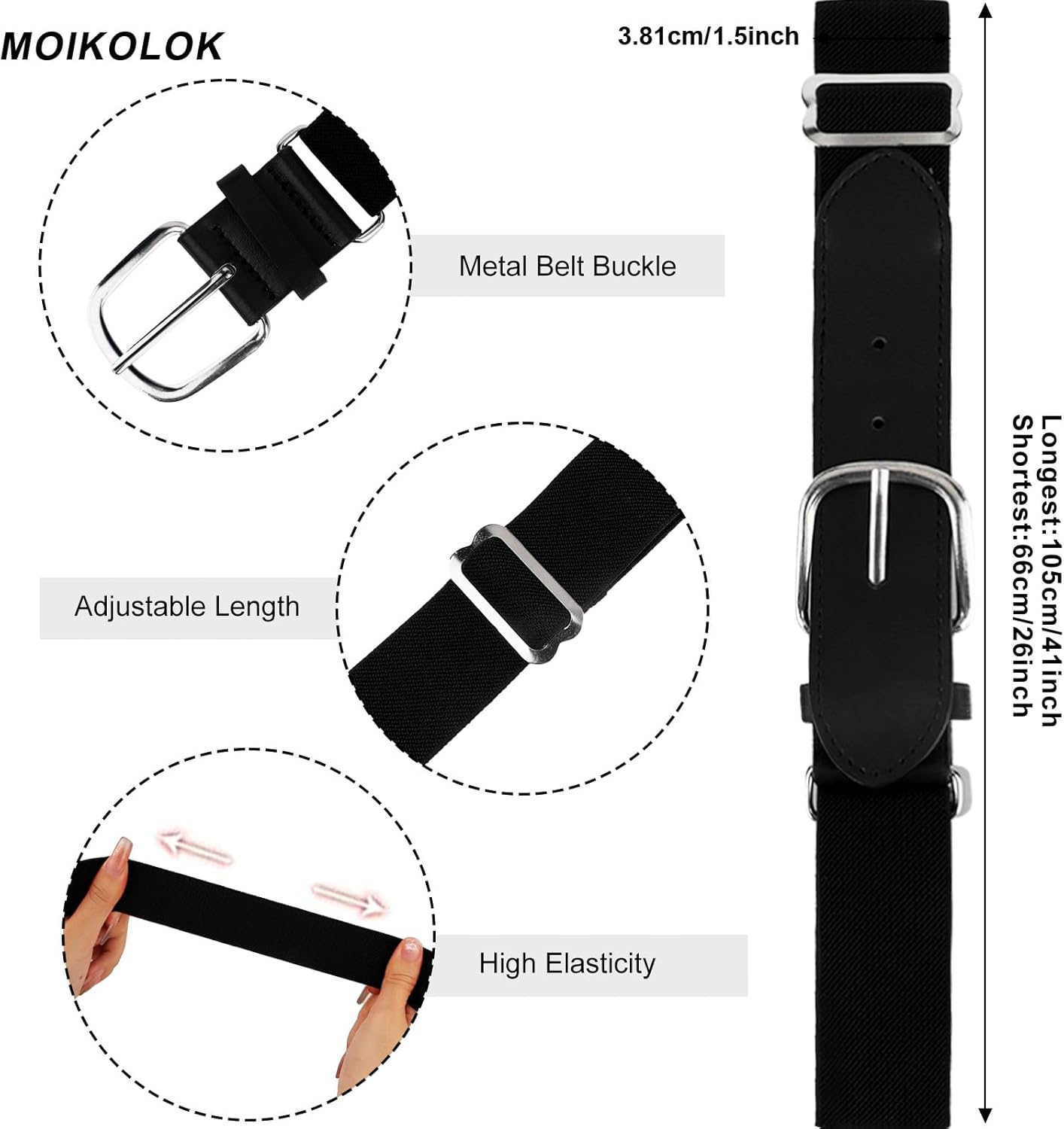 Age 8-10 Baseball Socks and Belt Combo Set Softball Socks and Elastic Waist Belt for Boys Girls (Multi-colored)