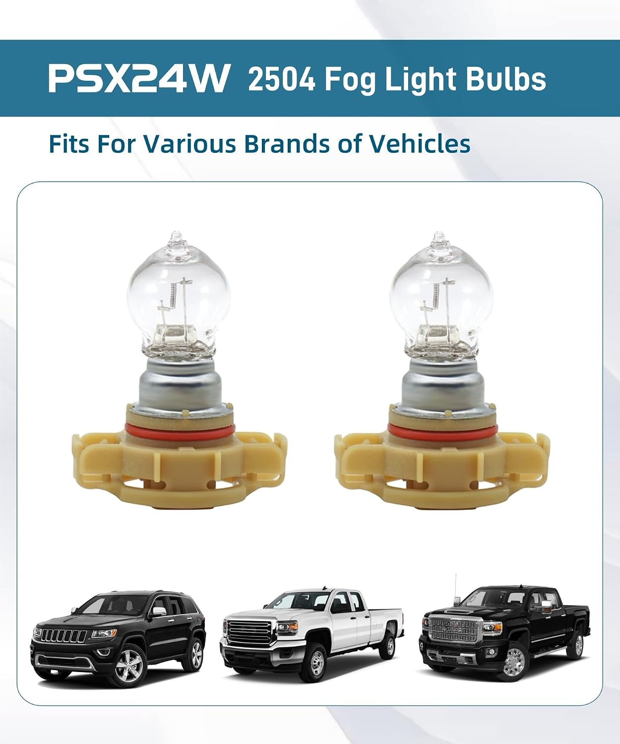 2 Pcs 4300K PSX24W 2504 Fog Light Bulbs,Daytime Running Lamps,Halogen Headlight Bulb,DC12V 24W