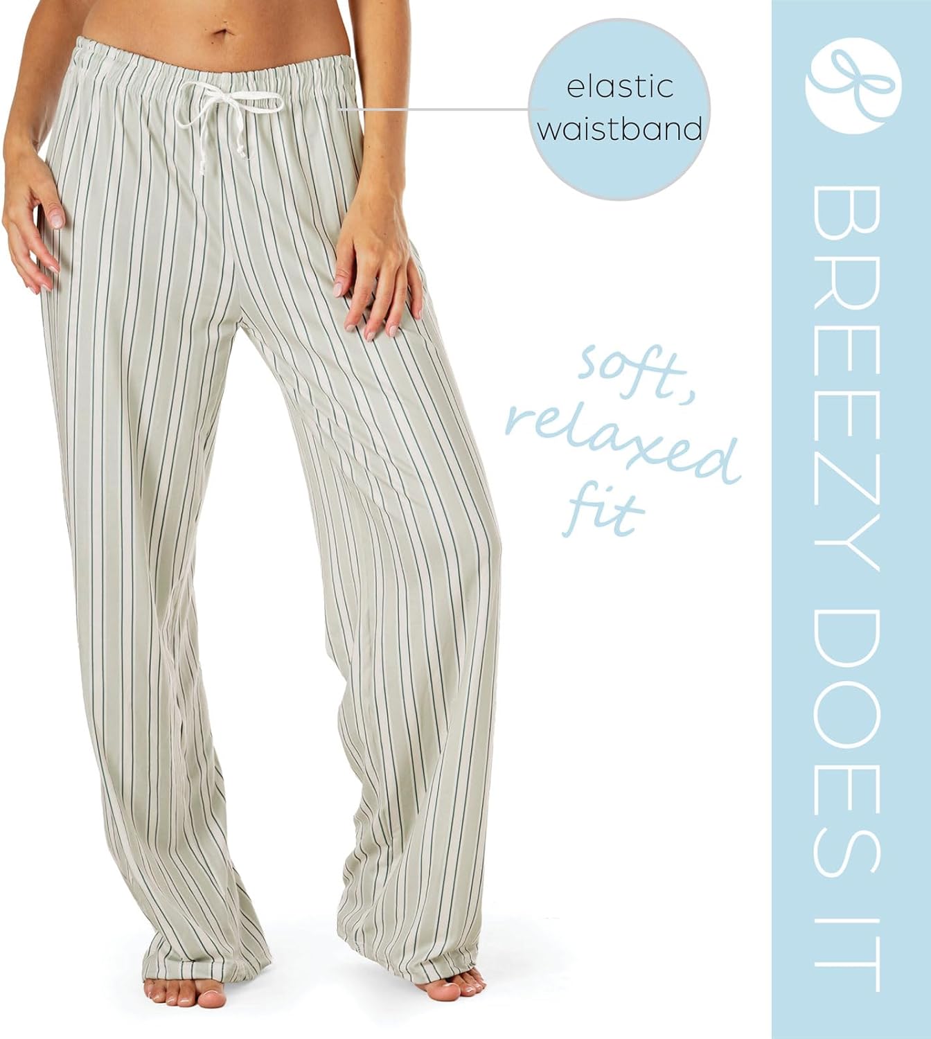 Hello Mello Signature Lounge Pants Womens Soft Pajama Bottoms Elastic Waistband Drawstring Tie
