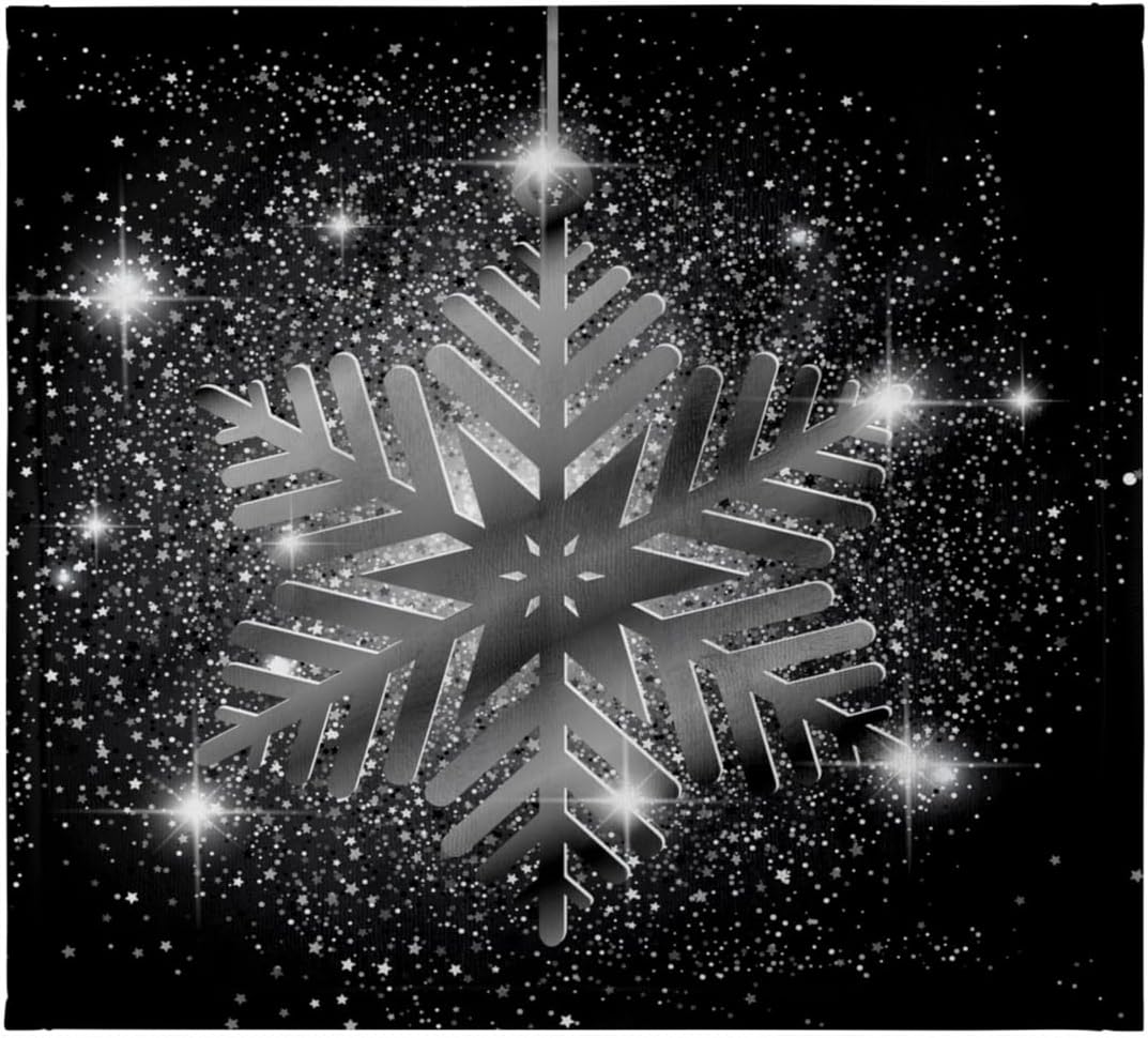 3dRose Elegant Silver Snowflake On Black Background Winter Greetings 22x30 Bath Hand Pool Towel