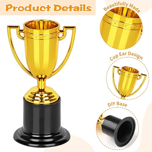 Miniatura 10 de WINKIO Mini trofeos, premio trofeo de oro, trofeos de plástico para niños, copas de trofeo de 4 pulgadas, trofeos de premio para recuerdos de