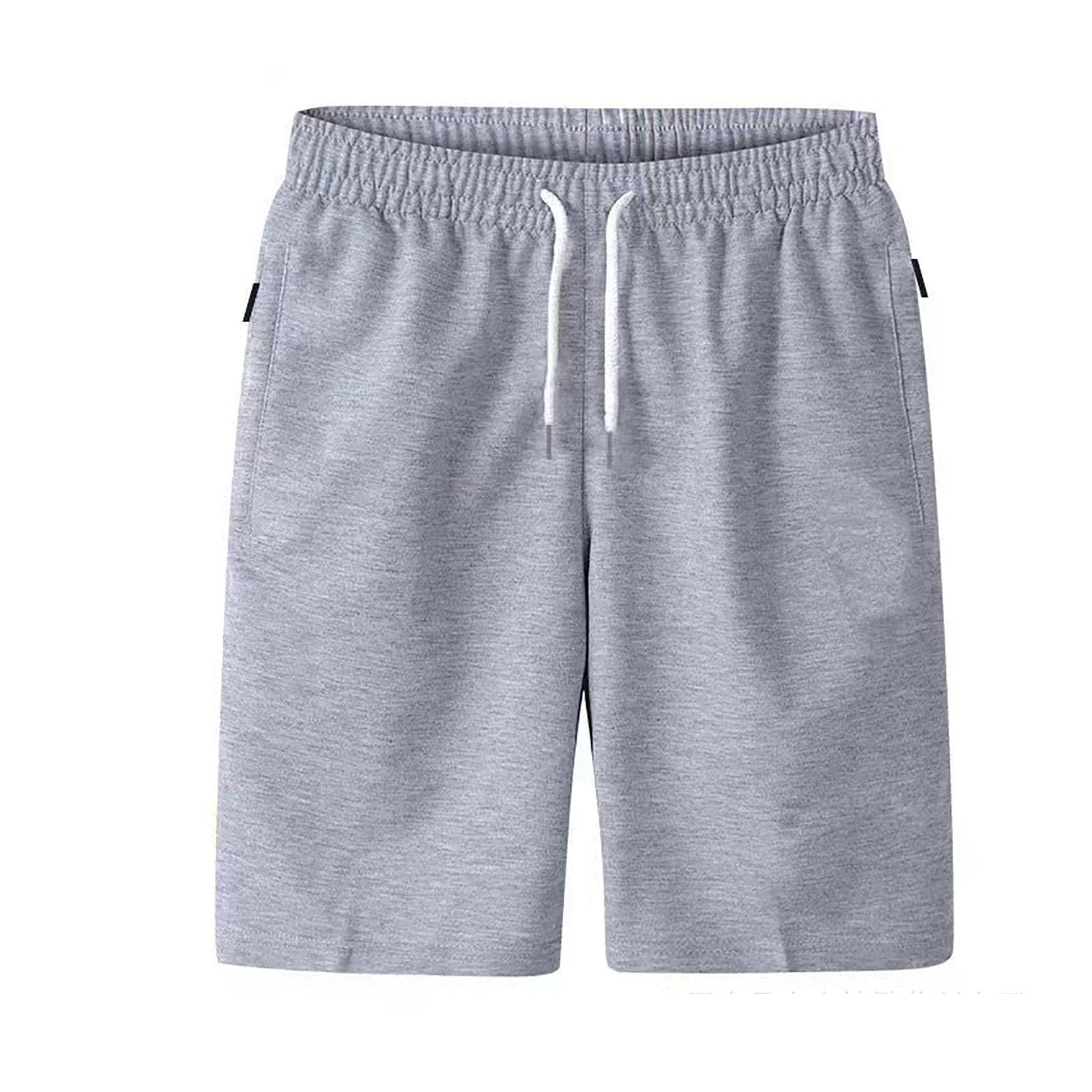 Sunnyuk Pantalones Cortos Deportivos Hombre Verano Algodón Bermuda Shorts Deporte Bolsillo con Cremallera Cordón Elástico Running Correr Fútbol