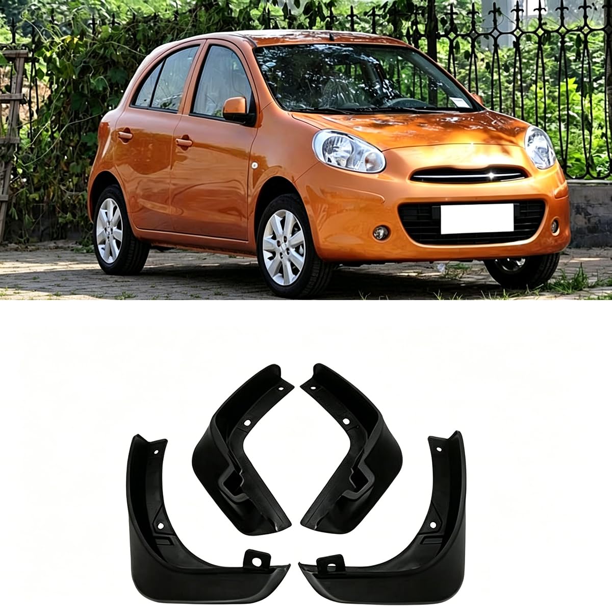 Garde-Boue pour Nissan Micra K13 2010-2013 - Bavettes de Protection Auto Noir ABS