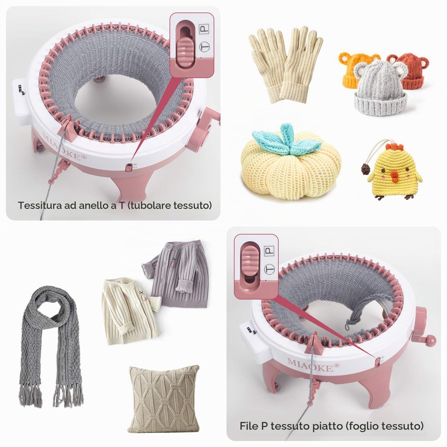 Macchina a Maglia a manovella, Macchina per Aghi rotanti a Bordo Telaio per Tessitura 48 Aghi per Adulti e Bambini, Tessuti a Mano, Come Cappelli Sciarpe Guanti | Rotondo Intelligente Macchine Per Tessitura, Maglieria Fai Da Te Kit per Maglieria Cappelli,