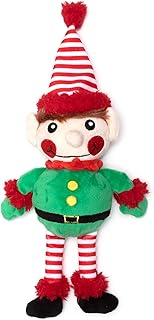 The Worthy Dog Buffalo Elf Toy, Fun Fetch Play with Squeaker for Dogs, Durable Material for Aggressive Chewers, Red- One Size
