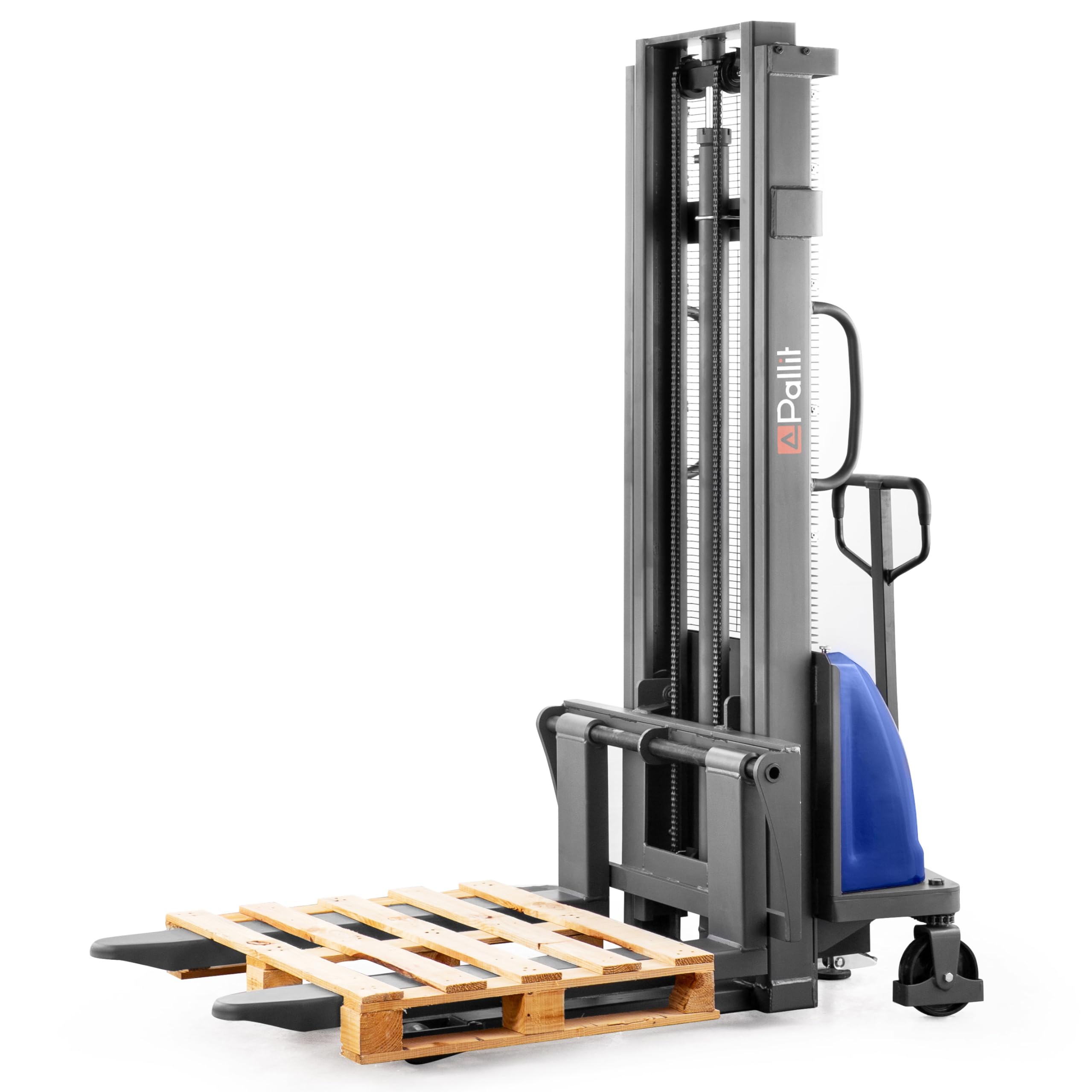 Pallit carretilla elevadora semieléctrica FLEX-E | horquillas ajustables | altura de elevación de 3000 mm | capacidad de carga de 1500 kg | apilador eléctrico