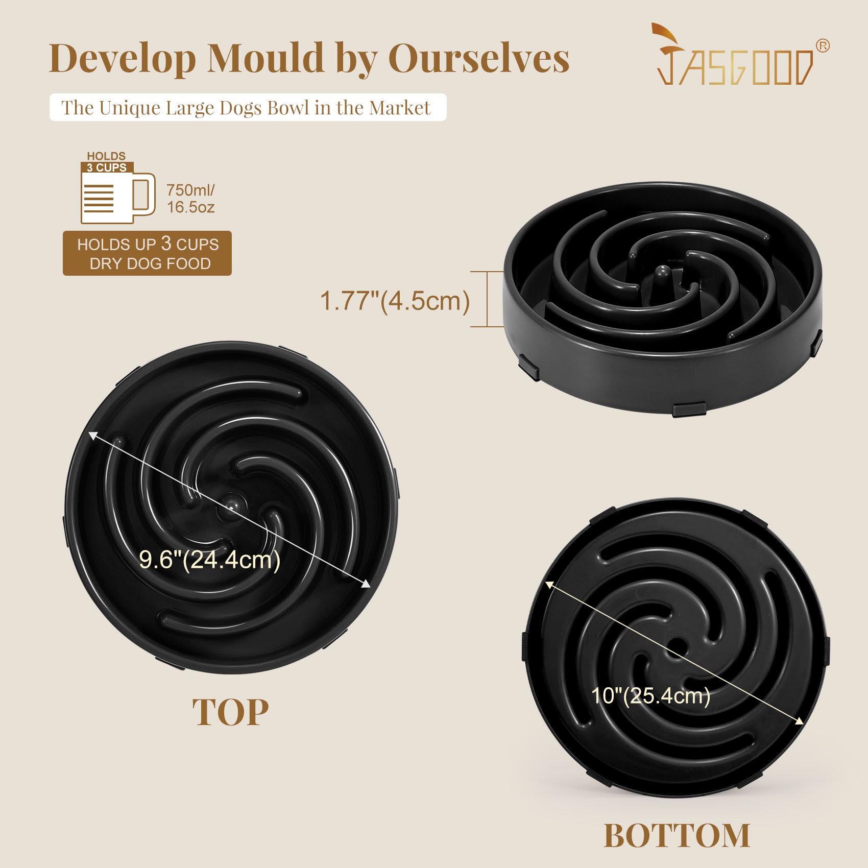 JASGOOD Slow Feeder Dogs Bowl for Large Medium Dogs,Anti-Gulping Pet Slower Food Feeding Bowls Stop Bloat,Preventing Choking - image 7