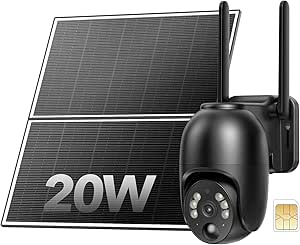 Ebitcam 4G LTE Cellular Security Cameras includes SD&SIM Card, Solar Outdoor Cameras Work without WiFi, 2K Live Video, 360° Full View, Color Night Vision, Motion&Siren Alert, Playback on Phone asin的图片