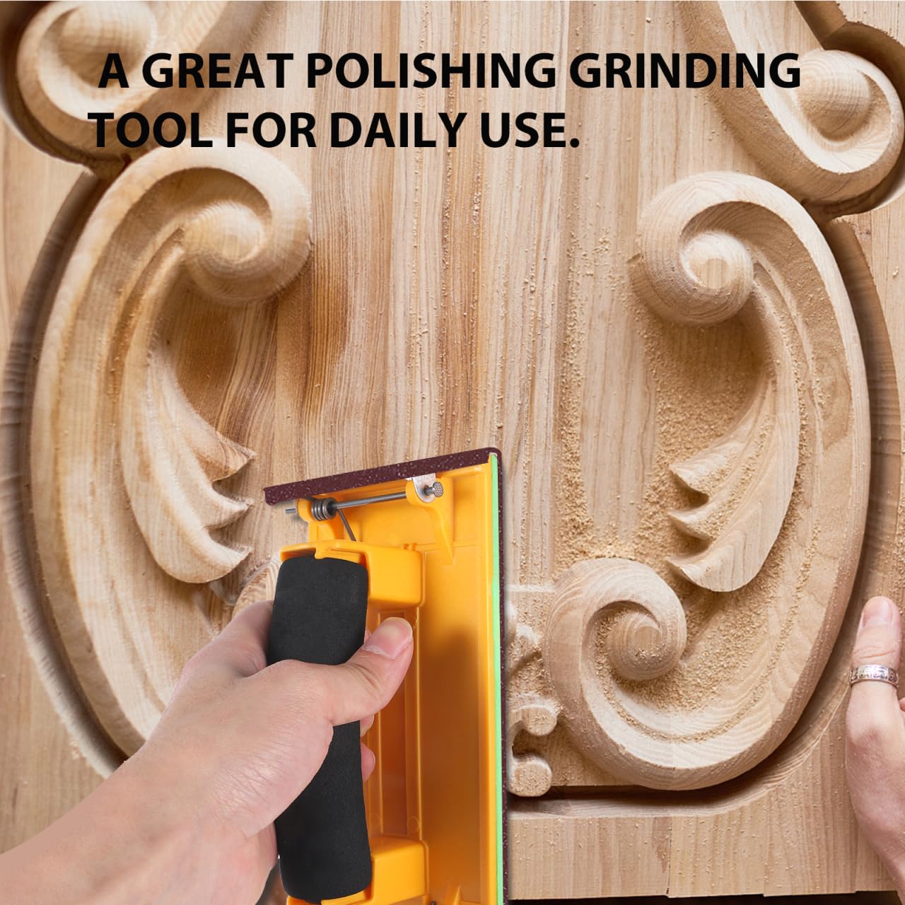 UPKOCH Hand Grip Sandpaper Holder with Sponge Handle 7.48 Inch Lightweight Sanding Block for Wall Drywall Woodworking Polishing and Grinding Tools - Image 3