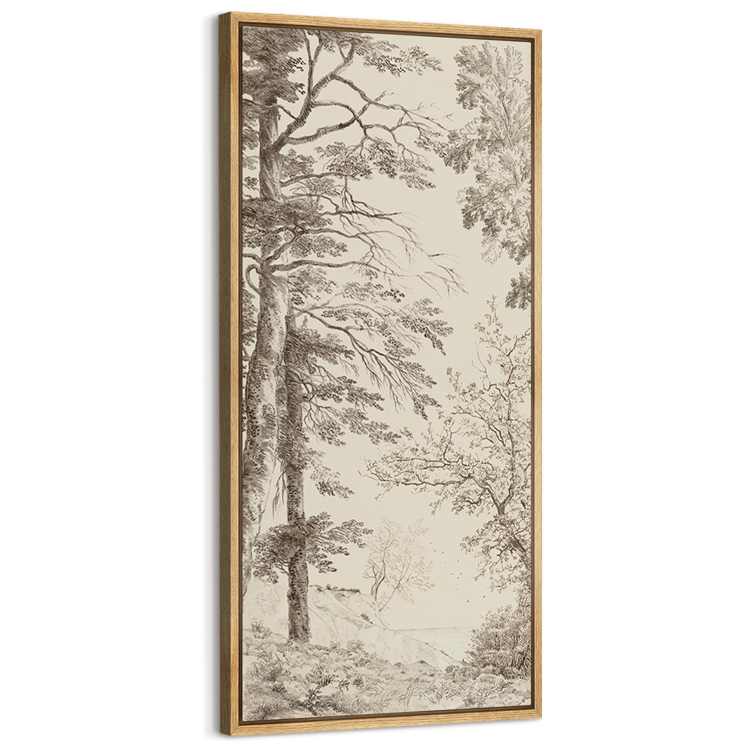 signford extra large framed canvas detailed branch illustration with landscape illustrations modern art calm warm for living room, bedroom, office - 60"x30"