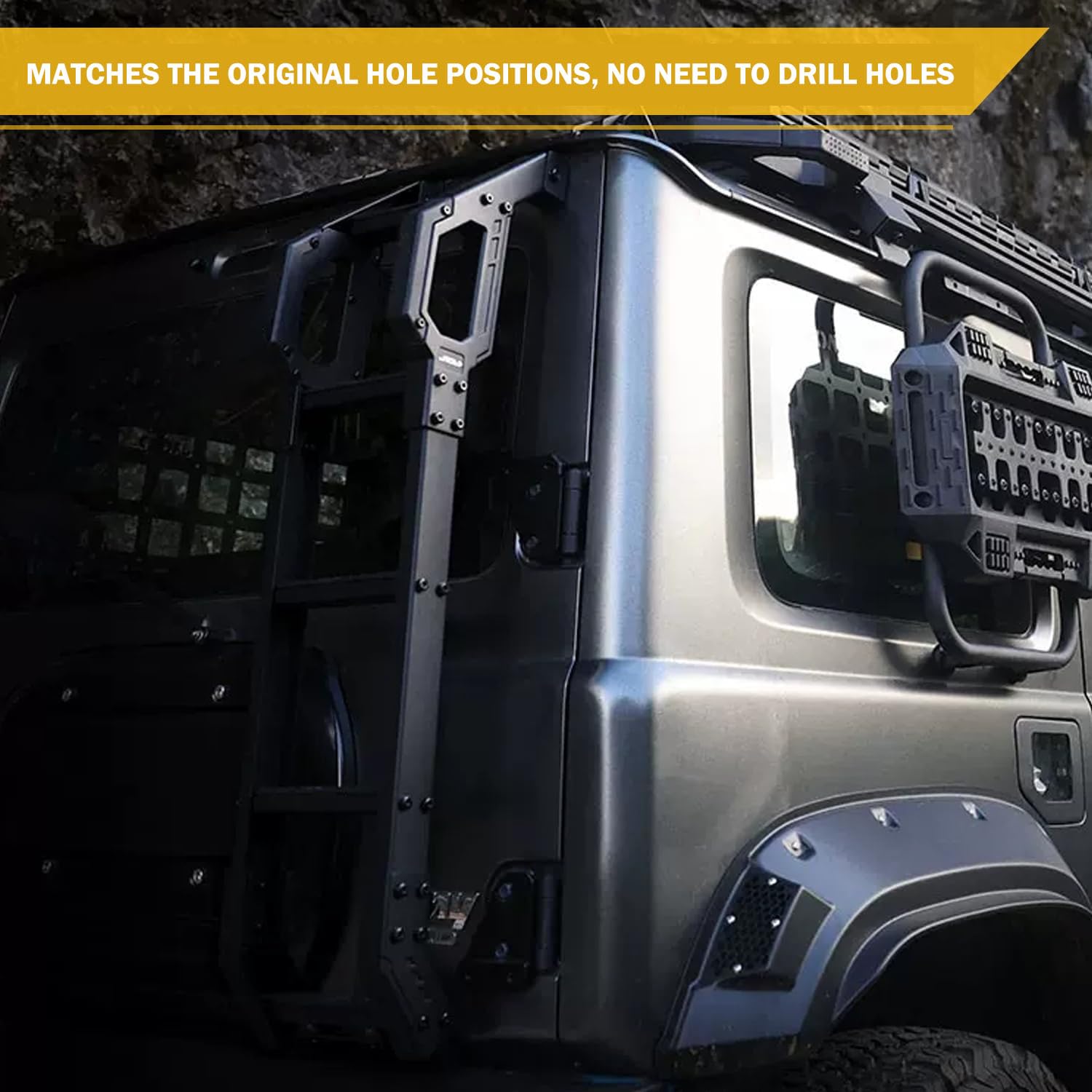 Archaic Heckklappenleiter für Suzuki Jimny Sierra JB64 JB74 2018–2024, Heckleiter, Geländeleiter für Jimny gl,Leichte Leiter aus Aluminiumlegierung, Heckleiter der Search-Serie