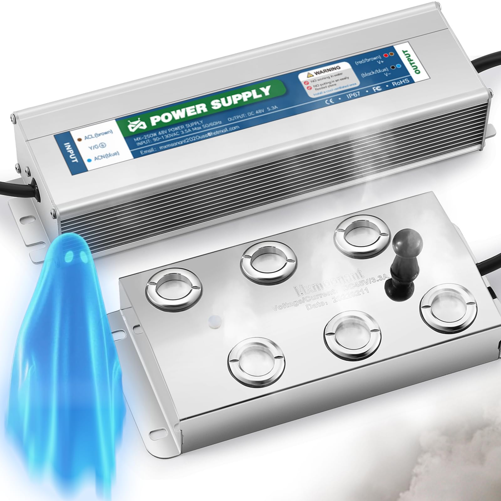 Mxmoonant 6 Head Ultrasonic Mist Maker Fogger 4200mL/H Water Fountain Pond Fog Machine Square Atomizer Air Humidifier for Pond Aquarium Rockery | Water Mist Humidifier for Halloween Decoration, Plant Greenhouse Humidify, Pond Atmosphere, Only Water Use, Easy to Install-picture-51