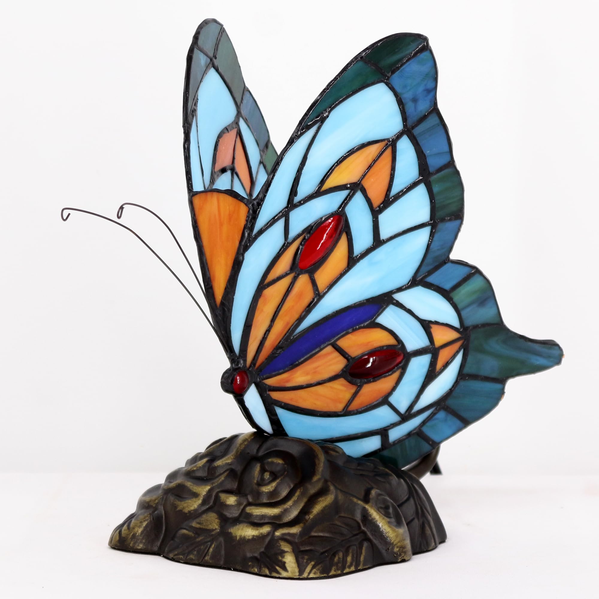 ZJART Small Tiffany Table lamp Stained Glass Butterfly Desk Lamp